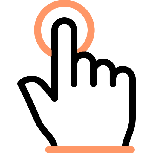 Finger pressing a button icon
